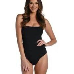 LA BLANCA ISLAND GODDESS ONE-PIECE BLACK SWIMSUIT SIZE 8 BRAND NEW WITH TAGS